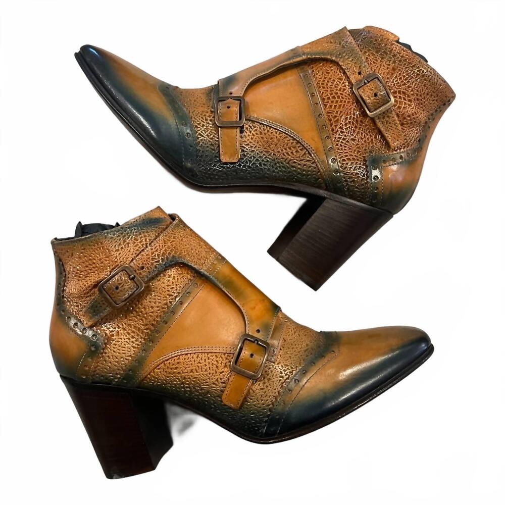 NEW JO GHOST women's art diver two tone ankle boot in brown